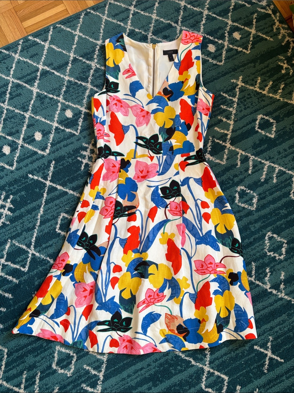 J Crew Multicolor Floral Fit-and-Flare Dress